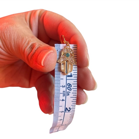 Hamsa Hand Rhinestone Earrings - Picture 11 of 11